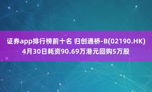 证券app排行榜前十名 归创通桥-B(02190.HK)4月30日耗资90.69万港元回购5万股